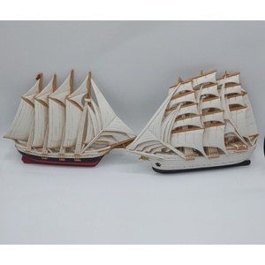 2 HomCo Home Interior Burwood 3331 Nautical Clipper Ship Sail Boats Wall Plaques